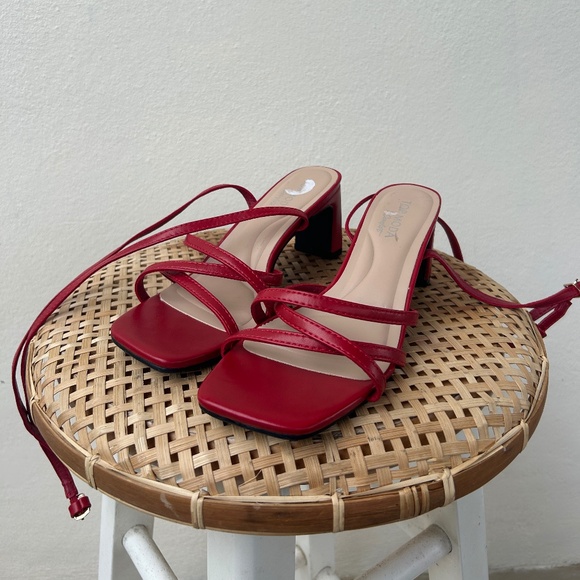 Top Moda | Red Strappy Heals - Picture 1 of 4